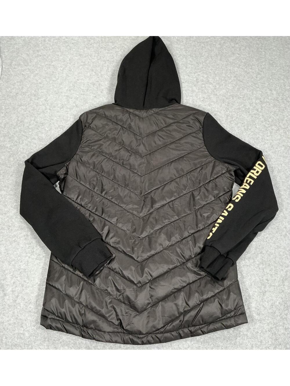 New Orleans Saints Women's Quilted Hooded Full‎ Zip Jacket Size M Black Gold - Picture 3 of 12